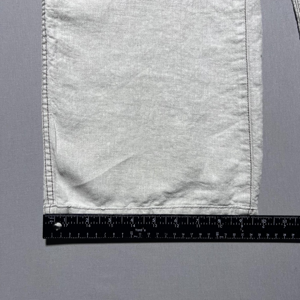 Madewell Wide Leg Pants Womens 2 Ivory 100% Linen High Rise Cropped Pockets - Picture 15 of 15